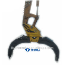 YUCHAI YC135 YC160 garra hidráulica, escavadeira de fixação garra, lenha de madeira